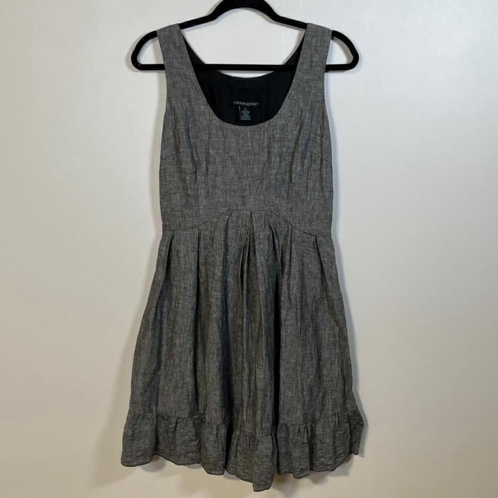 Cynthia Rowley Gray Linen Dress Women’s Size 6 Sleeveless Knee Length Side Zip